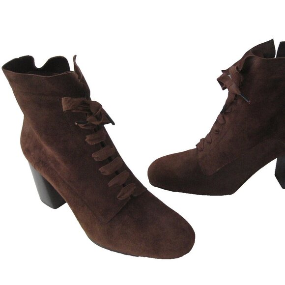 ROSE'S ROSES ITALY BROWN SUEDE LEATHER BOOTS WOMEN US 7 EUR 37.  HOT RARE! - Picture 1 of 5